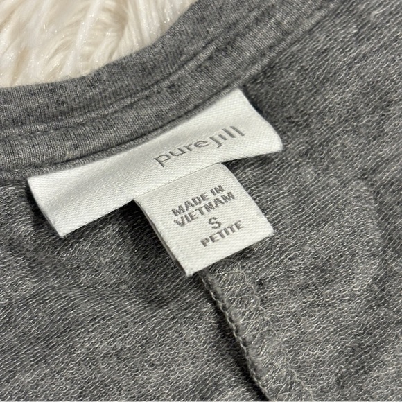 J. Jill Pure J. Jill Gray V Neck Pima Cotton Stretch Shirt Dress Pockets SP - Picture 5 of 12